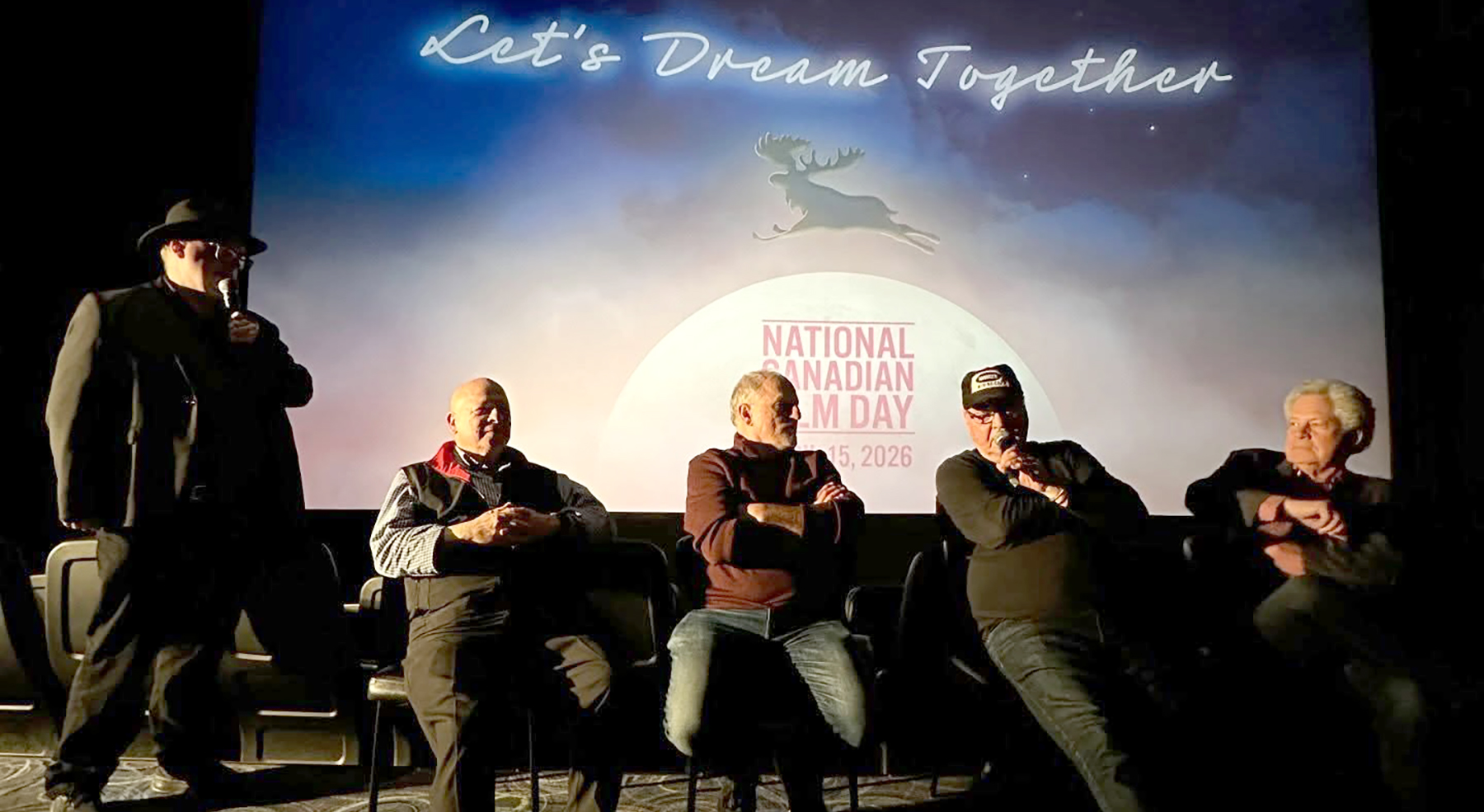 Kelly Michael Stewart hosting the My Bloody Valentine 45th Anniversary Q&A at National Canadian Film Day